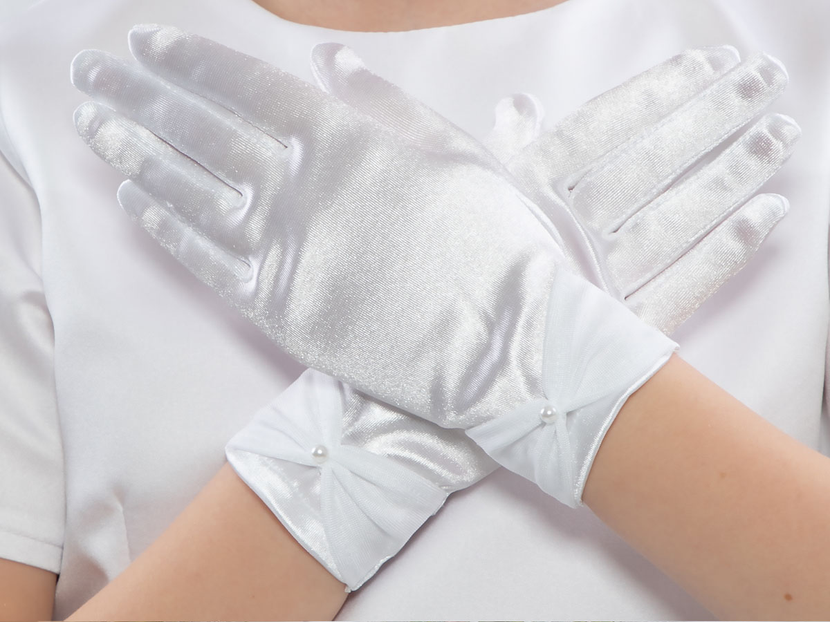 Rękawiczki z drapowaniem i perełką NR23